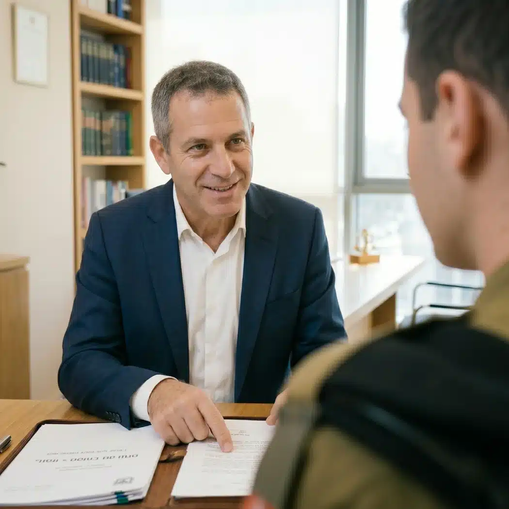 פגישת ייעוץ אצל עורך דין מוסמך למשרד הביטחון